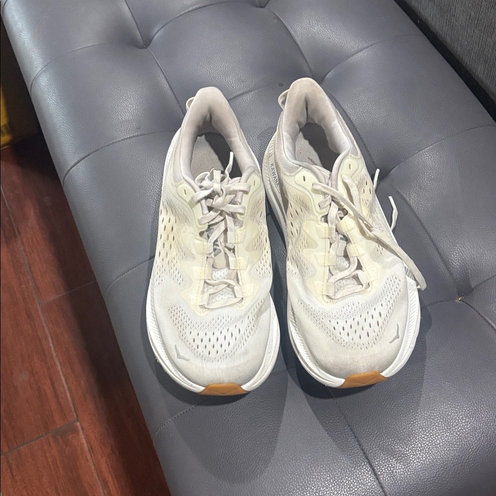 Hoka Women's Cream and Gray Athletic Shoes size 9b used